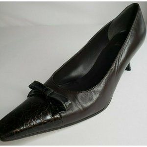 Stuart Weitzman Brown Alligator Pattern Leather Pu